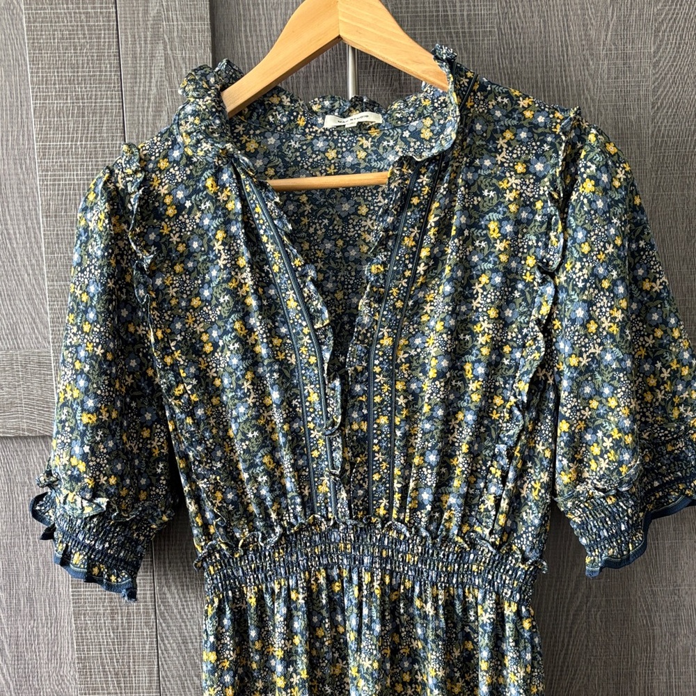 Max Studio Blue and Yellow Floral Maxi Dress - Picture 3 of 4